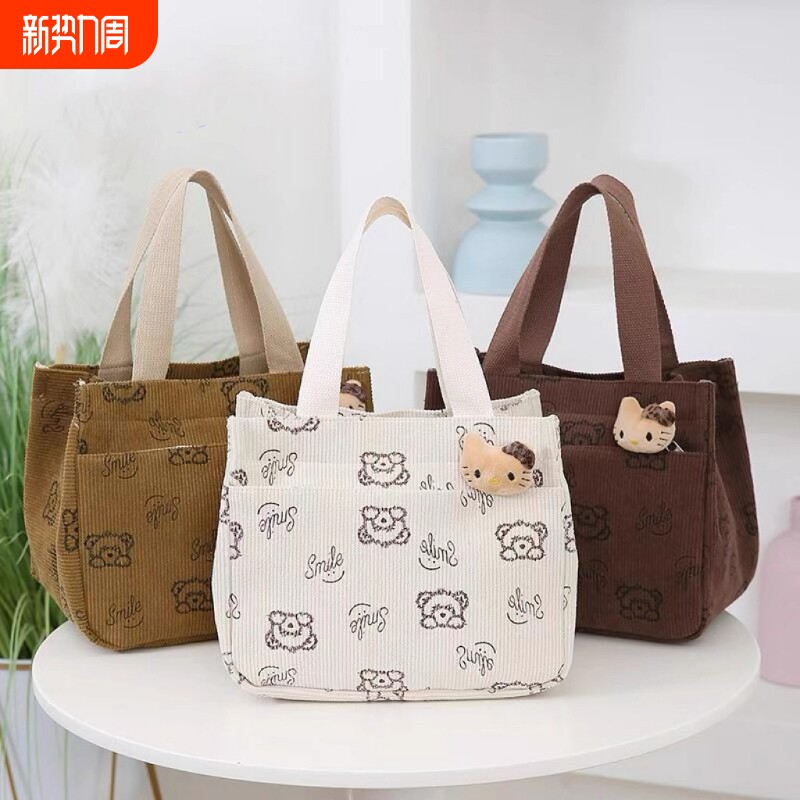 复古四季饭盒包2025新款妈咪通用手提包简约外出学生上班便当包