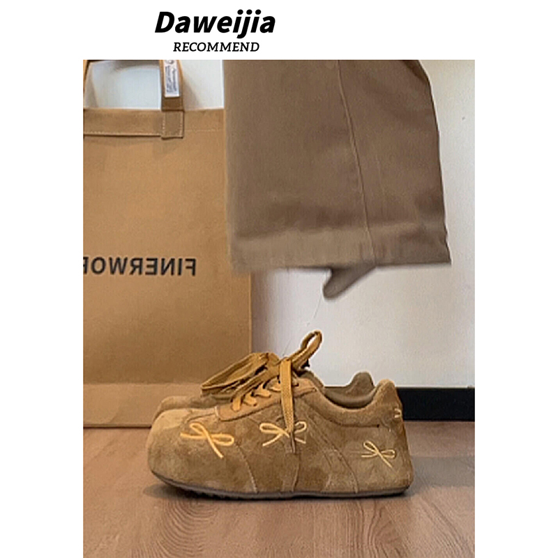 真皮厚底内增高德训鞋女秋冬加绒保暖复古大头阿甘鞋休闲运动板鞋