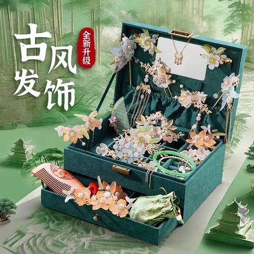 六一节女孩儿童礼物古风发饰礼盒女童首饰盒高端玩具10岁生日12十