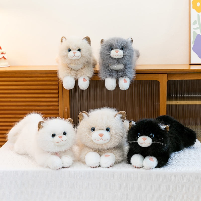 可爱仿真小猫咪布娃娃抱枕趴趴黑猫玩偶毛绒玩具公仔送女友礼物