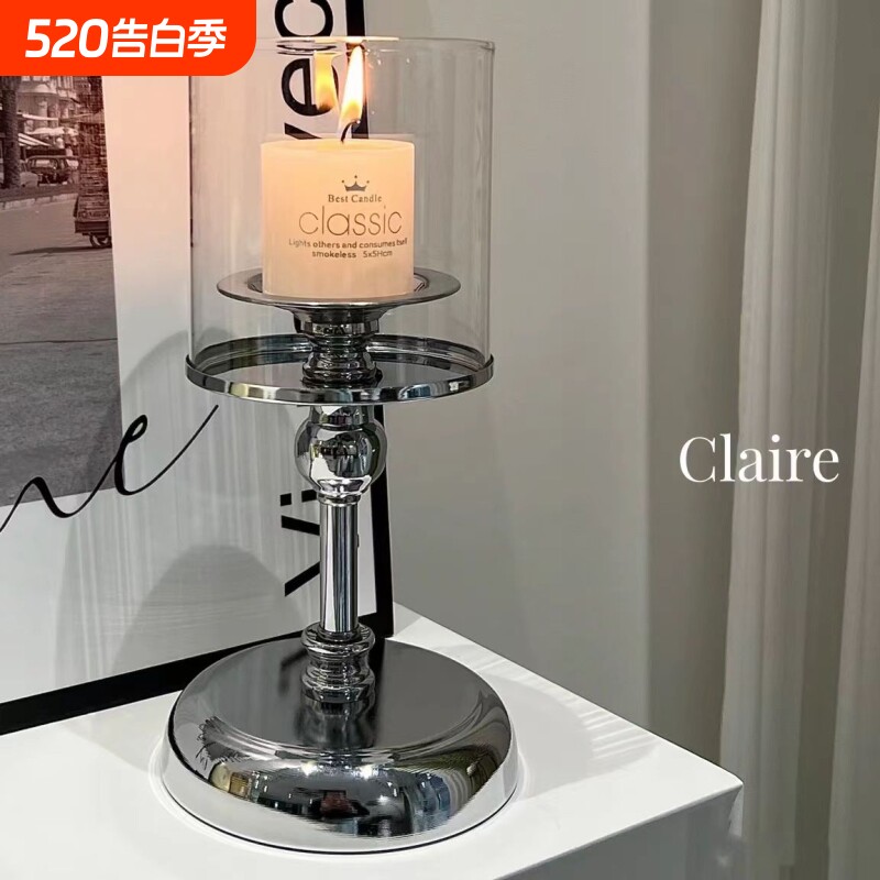 欧式复古氛围布置用品烛台摆件婚礼轻奢美式蜡餐桌香薰艺术玻璃