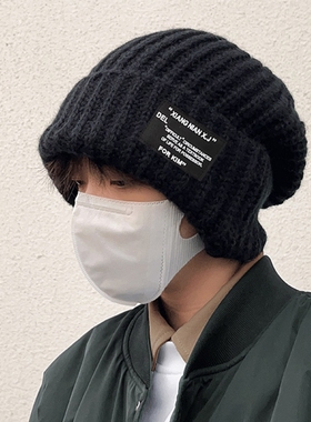 毛线帽男士秋冬帽子潮男款保暖百搭冷帽宽松大头围显脸小针织帽男