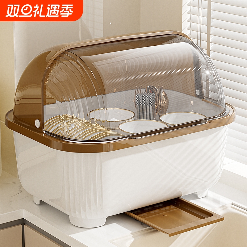 轻奢杯架防尘水杯双层收纳柜沥水置物架餐桌茶具茶杯桌面收纳神器