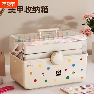 美甲工具箱收纳盒大容量三层指甲甲油胶用品盒子外出箱子上门专用