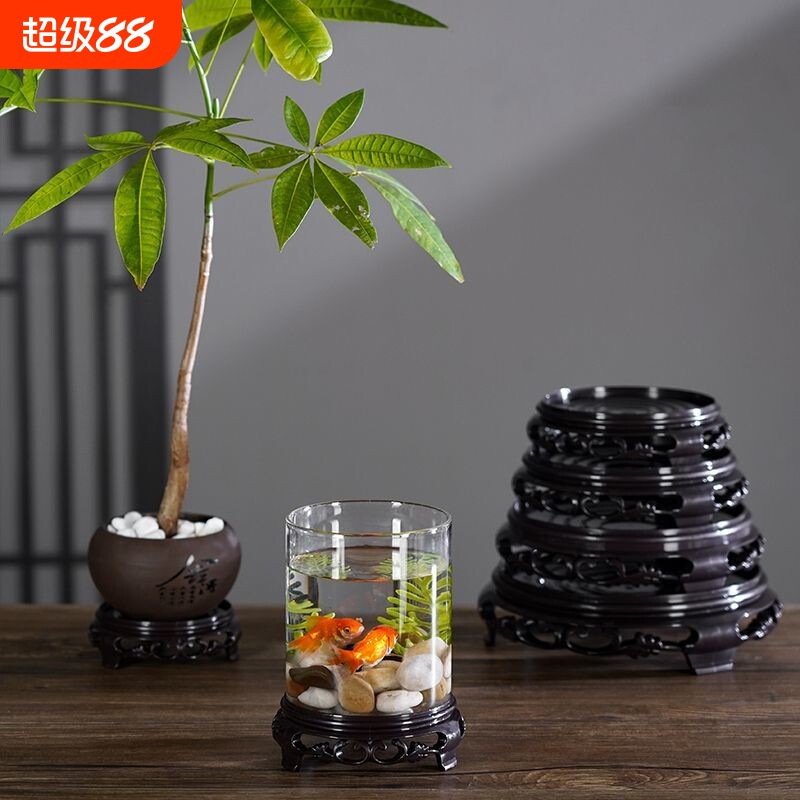 方形花盆托盘底座方圆形塑料酒坛多肉兰花瓶奇石鱼缸花盆底坐摆件