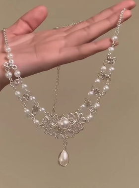 超闪锆石珍珠项链choker轻奢小众高级感满钻项链女新款爆款锁骨链