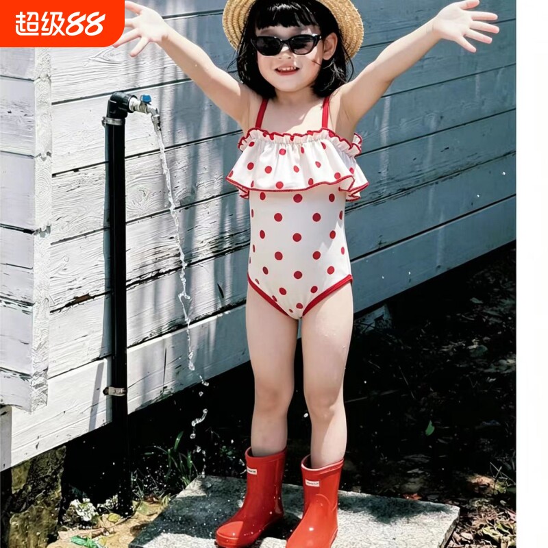 女童夏季儿童泳衣女宝宝夏装吊带连体泳装夏款童装海边度假游泳衣