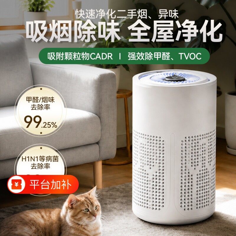 净化器空气桌面办公室家用小型吸烟除甲醛净化机清新机除烟宠物味