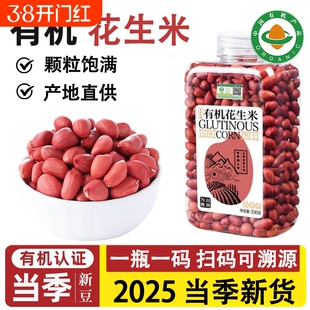 有机花生米2025新货红皮新鲜打豆浆带皮衣原味官方旗舰店四粒红