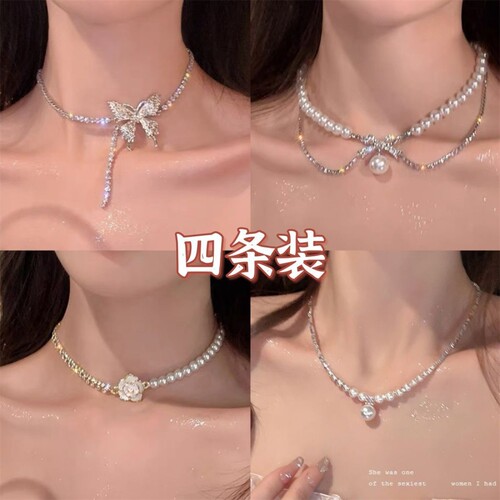 珍珠项链颈链轻奢小众高级感碎银几两时尚百搭气质锁骨链网红同款