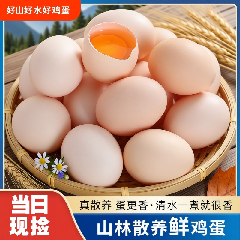 农家谷物鸡蛋正宗散养新鲜鸡蛋柴鸡蛋45g±5g笨鸡蛋土鸡蛋月子蛋