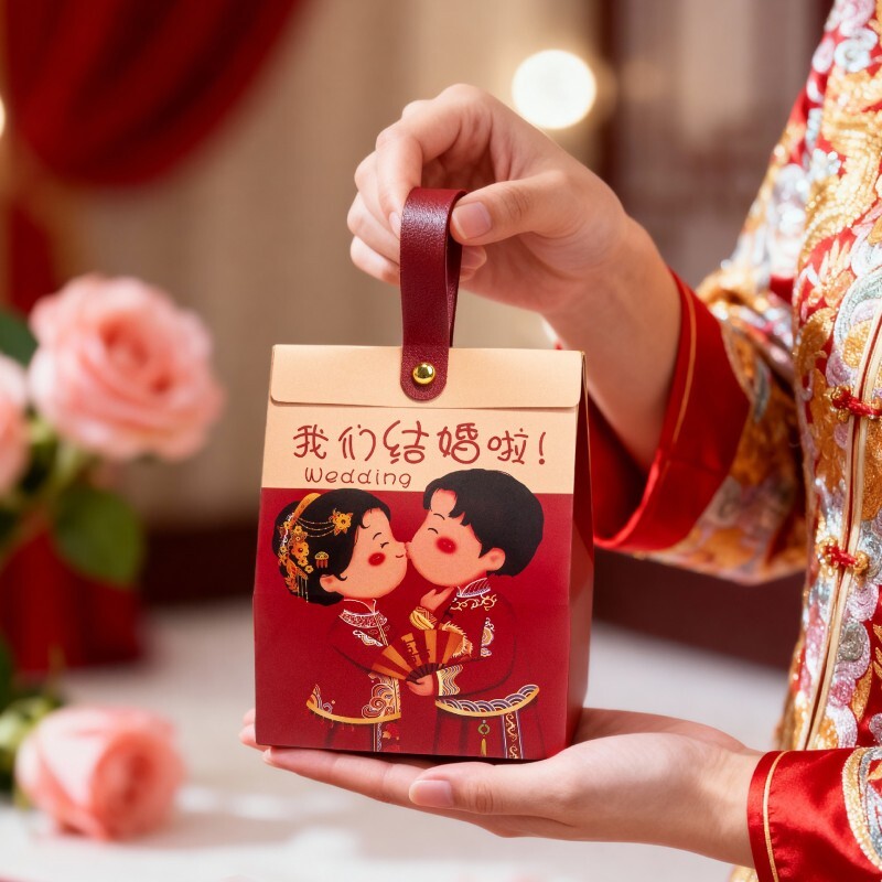 新款结婚订婚喜糖盒我们啦手拎糖盒容量适中高级可爱专用婚礼宾客