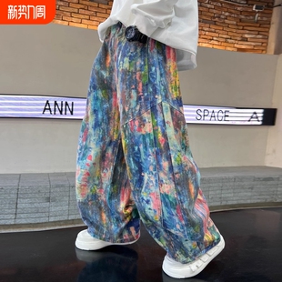 儿童装 子春秋款 休闲裤 中大2026新款 扎染时髦炸街潮 男童秋装 秋季 裤