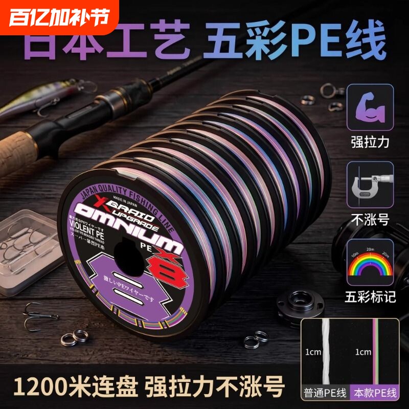 进口YGKPE SUPER顺滑8编路亚PE线100米连盘海钓船钓PE线鱼线耐磨