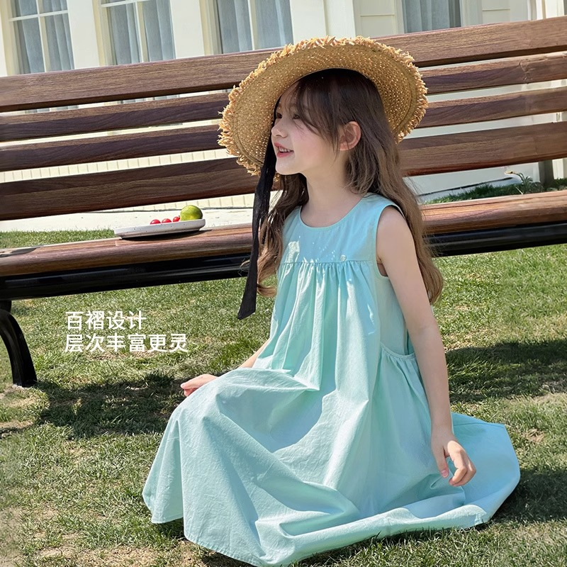 小象同款女童连衣裙2025新款儿童夏装背心裙公主裙夏季纯棉裙子