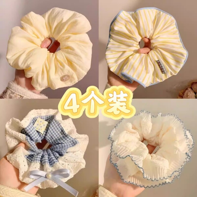 奶油超大法式简约气质云朵大肠发圈高级丸子头饰复古发绳头绳发饰