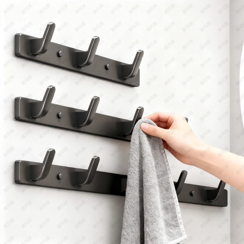 免打孔挂衣钩门后衣架太空铝壁挂式墙上粘钩强力承重玄关衣帽钩