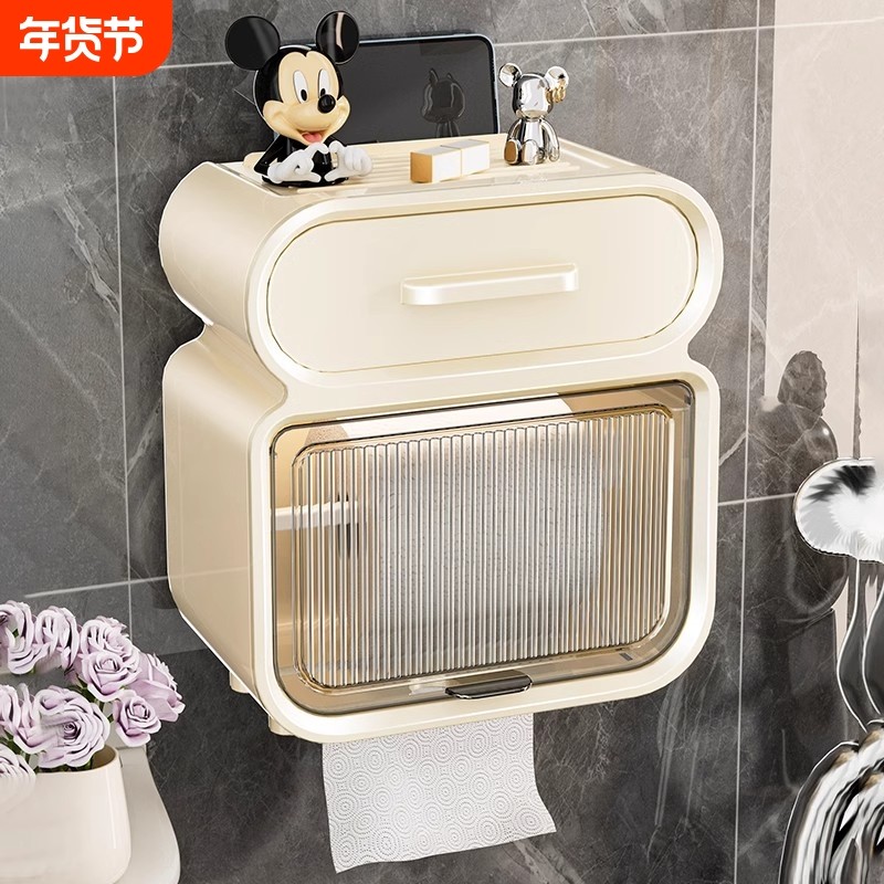 厕所纸巾盒卫生间厕纸盒抽纸盒卫生纸置物架卷纸防水壁挂式免打孔