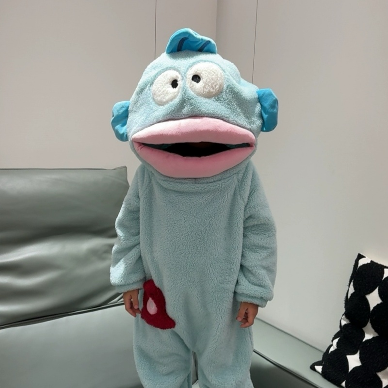 白色丑鱼儿童连体睡衣秋冬季