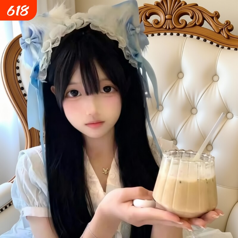 洛丽塔cosplay猫耳朵猫娘兽耳发带KC头饰发夹发饰蓝色蕾丝粉
