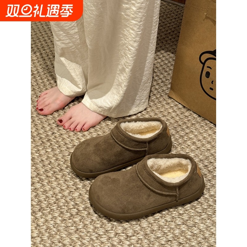 厚底小土豆勃肯雪地靴女2025年冬季新款丑萌复古加绒保暖大头棉鞋