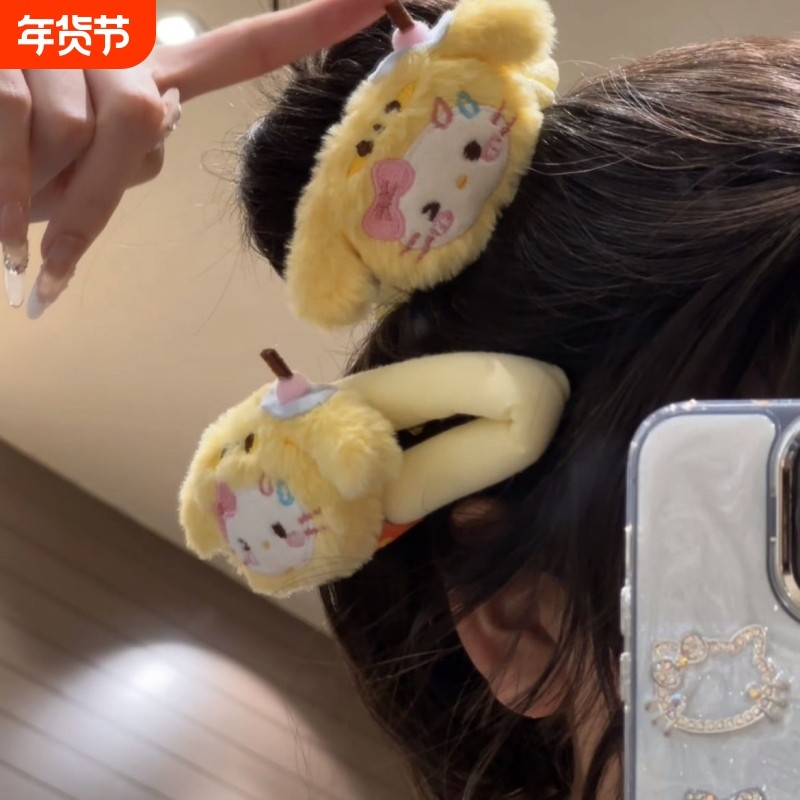 学生创意水果猫咪公仔掰掰夹新款刘海夹少女心百搭大号夹子小众