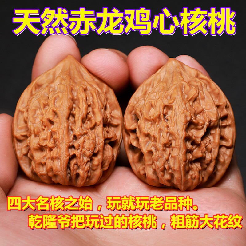 涞水野外生长精选品文玩核桃赤龙鸡心麻核桃手把件盘玩大小尺寸男