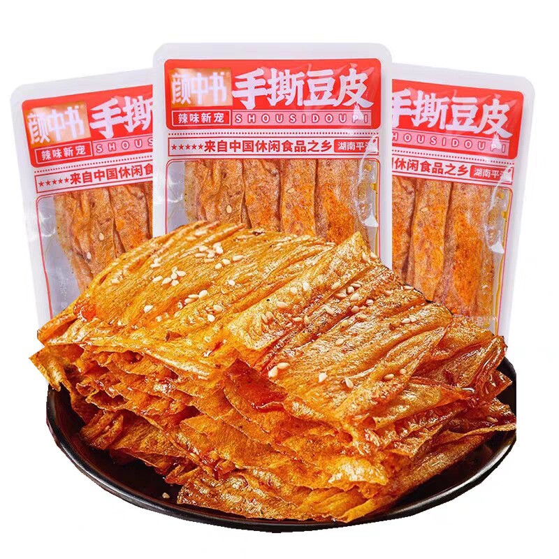 手撕豆皮湖南特产平江香辣豆干麻辣零食辣条小包装怀旧辣味好吃