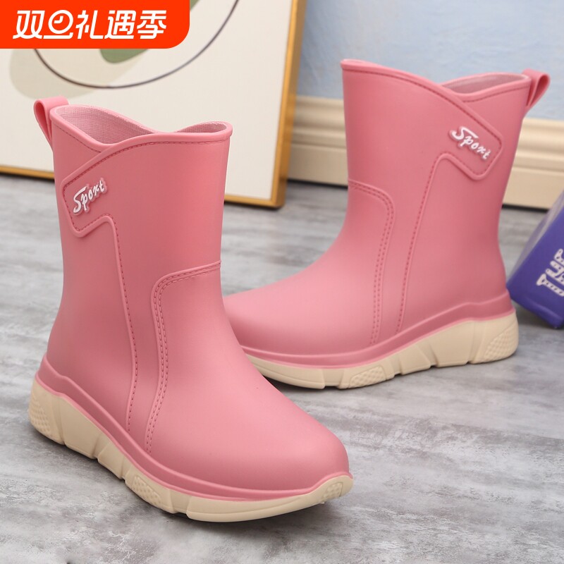 雨鞋女厨房防滑耐磨胶鞋外穿雨靴防水女士水鞋中筒加绒短筒加棉