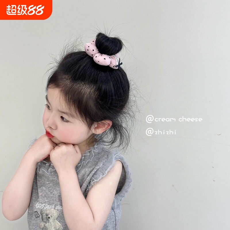 韩版女孩花朵大肠圈发圈儿童蝴蝶结套圈女童丸子头绳发绳充棉波点