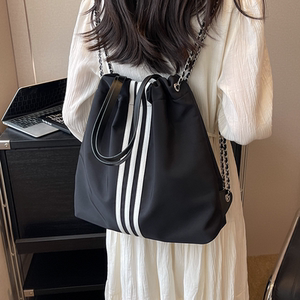 牛津纺背包女士双肩包女2024新款时尚撞色旅行包多功能手提链条包