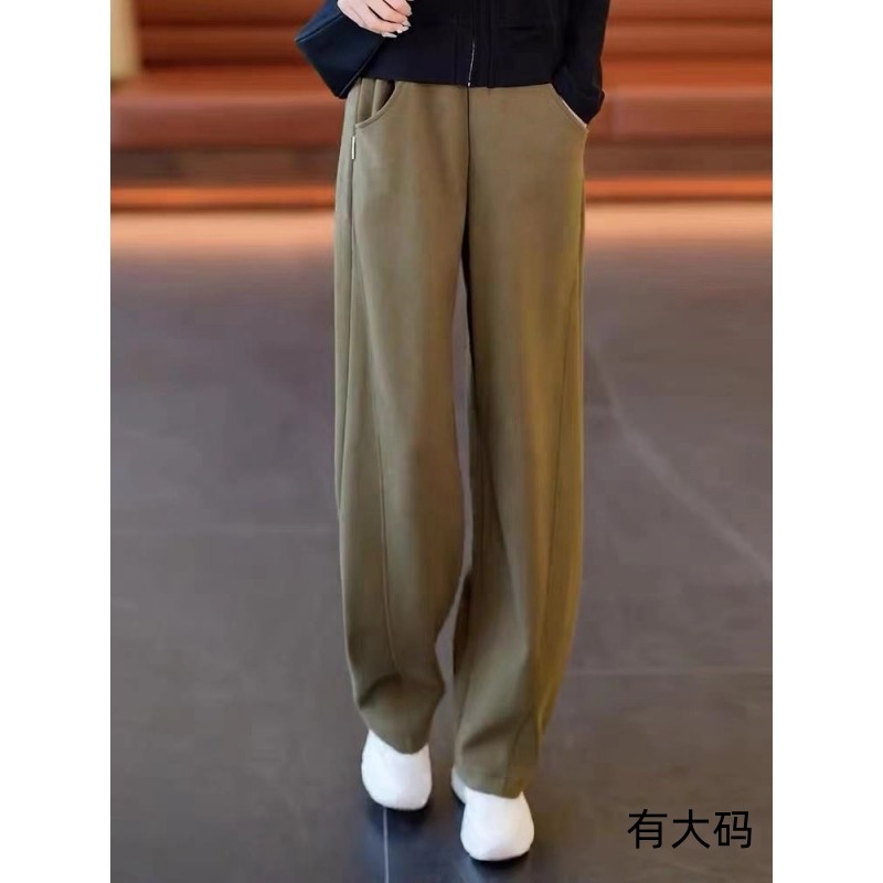 弯刀香蕉裤女裤秋冬加绒2025新款阔腿裤休闲镰刀运动卫裤子大码