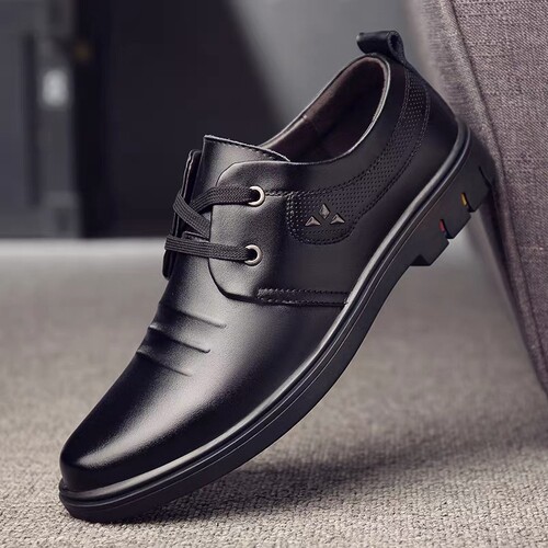 皮鞋男夏季新款男士休闲软皮百搭软底商务鞋防滑工作黑色透气鞋子