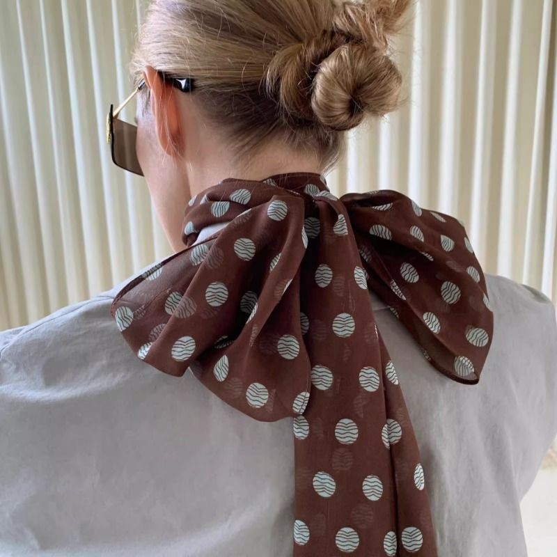 法式棕色波点长条小丝巾女2025年新款时尚配饰颈饰发带长条飘带,服饰配件/皮带/帽子/围巾,围巾/丝巾/披肩,淘宝优惠券,粉丝福利购,淘宝优惠卷