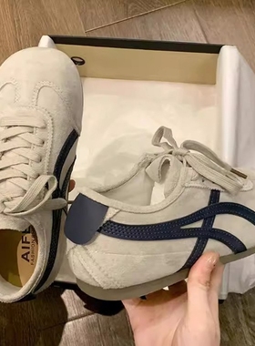 新款棕灰色拼接设计感德训鞋女ins复古夏季休闲鞋百搭混的滑板鞋