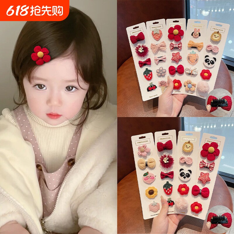 宝宝发夹不伤发婴幼儿汗毛夹小女孩胎毛发卡夹子头饰刘海夹全包布