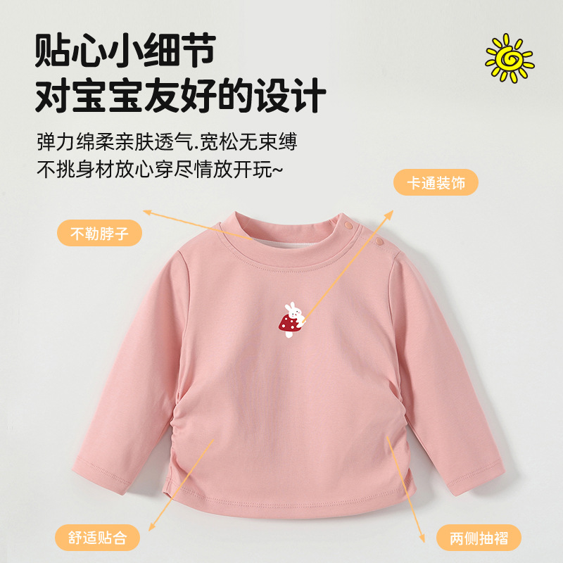 女童长袖t恤衬衫A类新款洋气圆领上衣女宝甜美衣服秋装打底衫