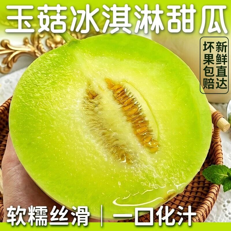 甜瓜玉菇冰淇口感淋新鲜水果新鲜当季整箱现摘蜜瓜香瓜9斤批发