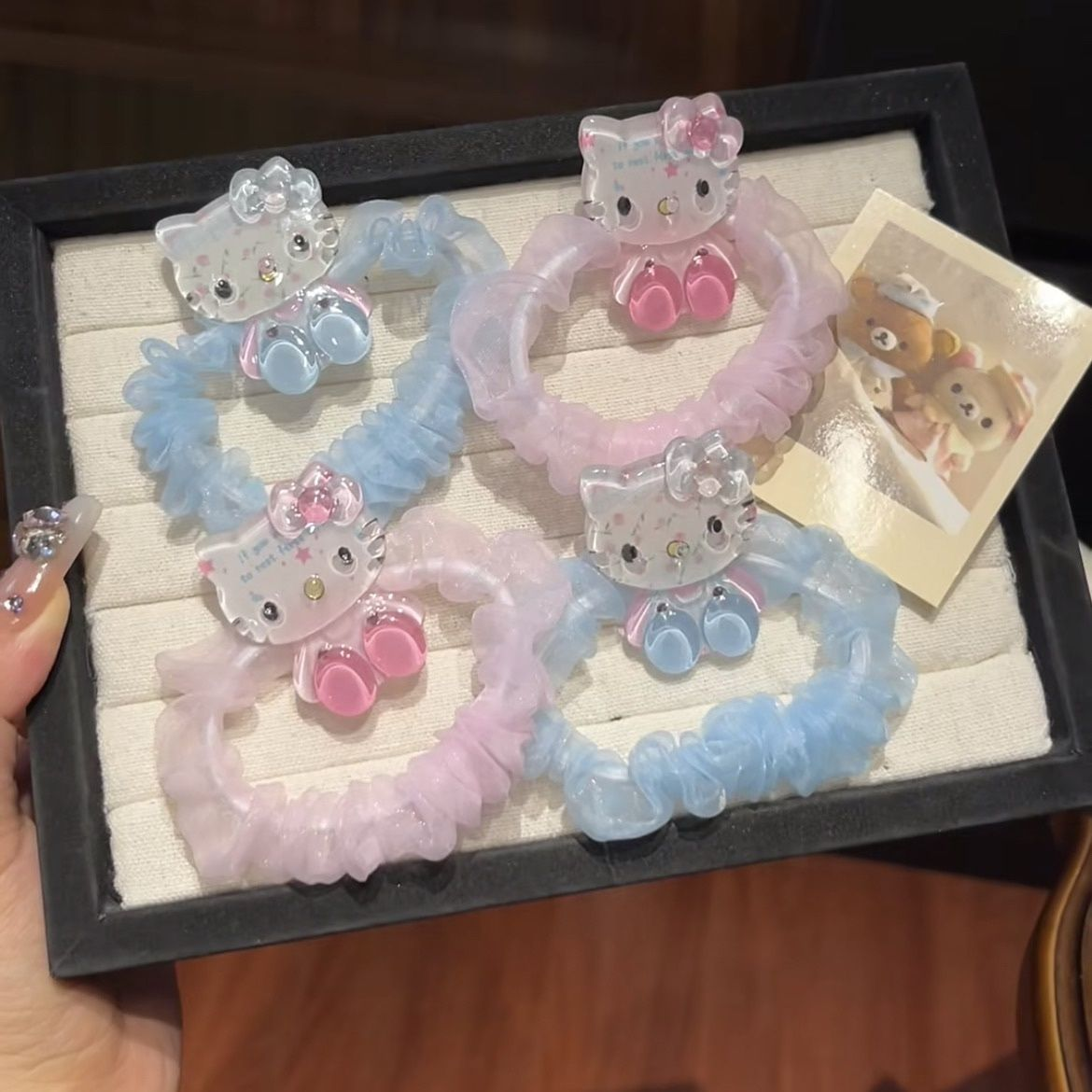 甜美碎花小清新猫发圈少女心卡通马尾发绳ins森系小肠圈气质发饰