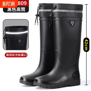 中筒水鞋 新款 骑手专用工作外穿防滑雨靴保暖时尚 男款 防水束口雨鞋