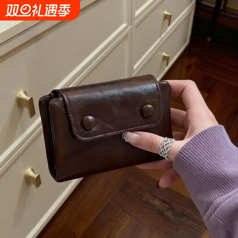 复古小眼睛钱包原创设计卡包一体证件包卡夹零钱包女款证件收纳包