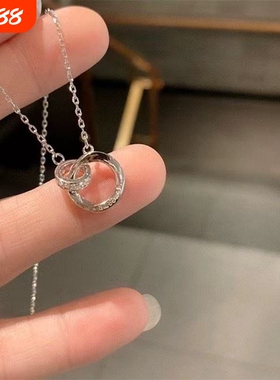 银色环环相扣莫比乌斯环情侣项链轻奢小众朋异地恋礼物送男女朋友