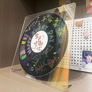 黑胶唱片相框展示架高清亚克力cd碟片防尘收纳架12寸收藏架玻璃