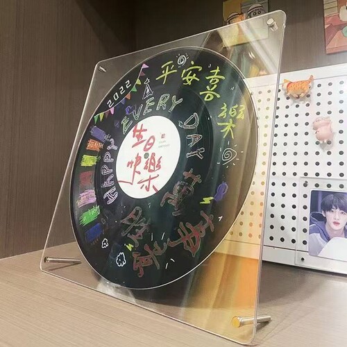 黑胶唱片相框展示架高清亚克力cd碟片防尘收纳架12寸收藏架玻璃