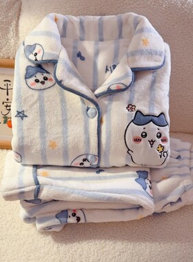 女童秋冬季珊瑚绒卡通睡衣家居服