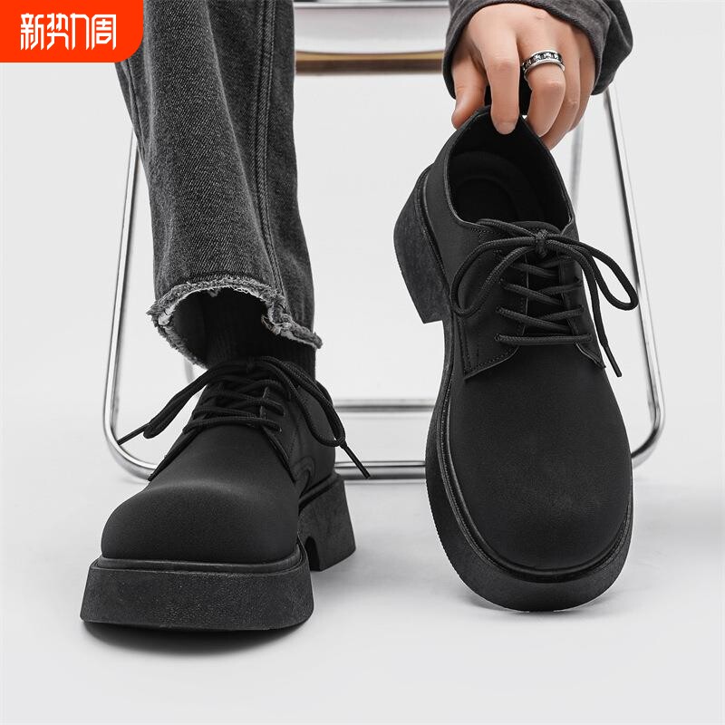 春夏季2026新款皮鞋男士休闲大头德比鞋磨砂发型师日式感潮款男鞋