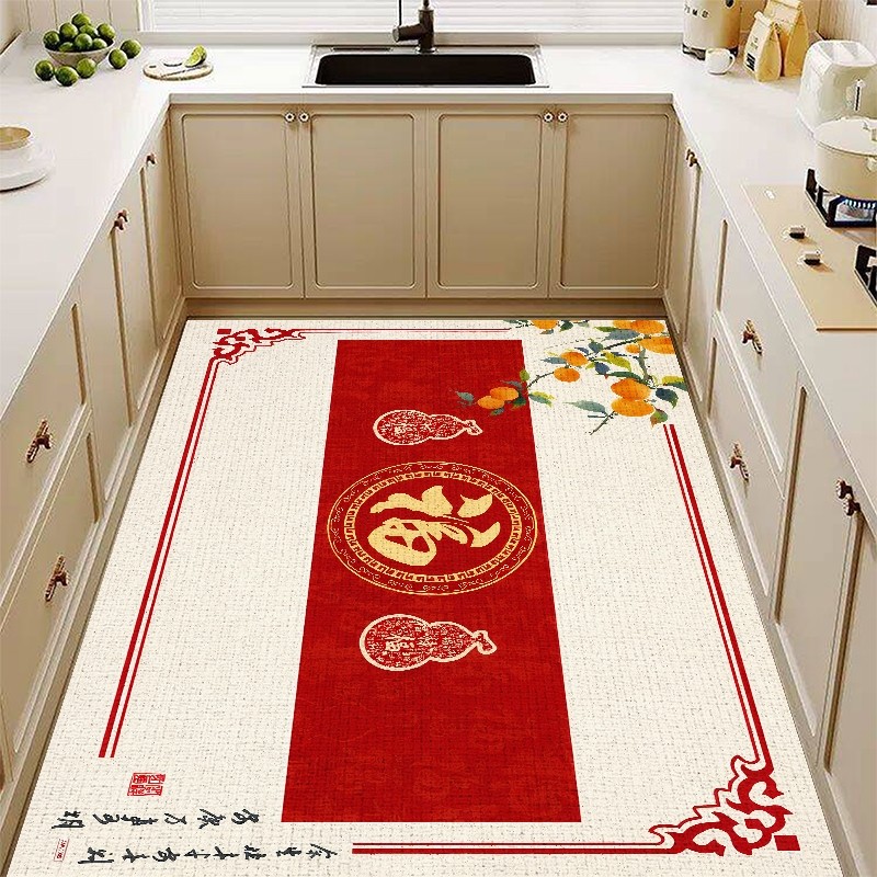 新升级厨房防滑地垫新中式仿亚麻满铺地毯防水防污防滑垫玄关地垫,居家布艺,厨房地垫,淘宝优惠券,粉丝福利购,淘宝优惠卷