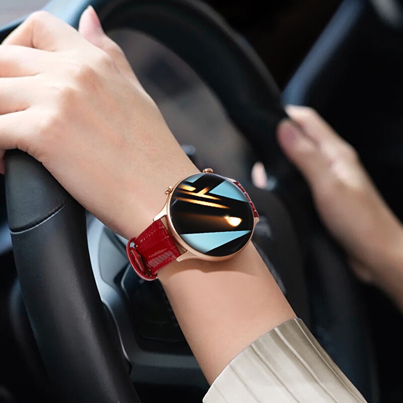 智能手表女多功能蓝牙通话运动支付防水高清电子表音乐控制腕表红色检