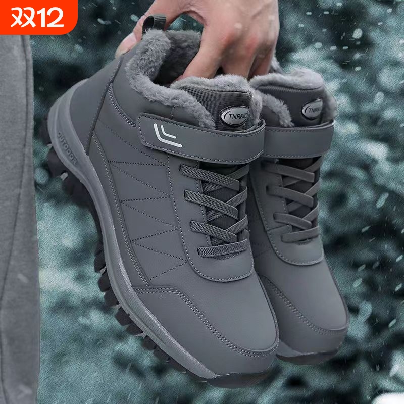 户外运动棉鞋男士冬季加绒新款雪地高帮登山马丁休闲保暖靴子舒适
