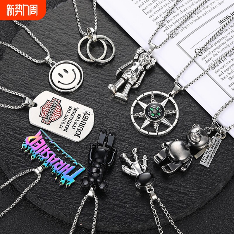 男士项链吊坠ins嘻哈毛衣链子挂件卫衣链女配饰装饰十字架新款